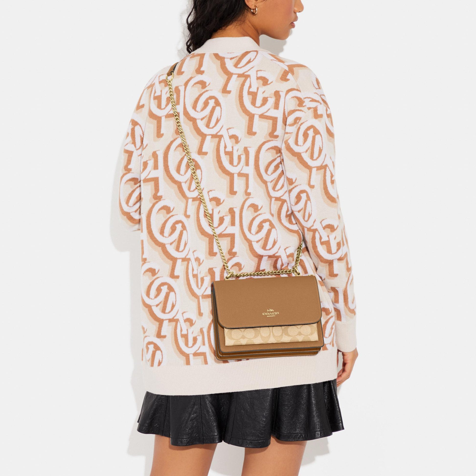 91019-Klare Crossbody In Signature Canvas-Im/Lt Khaki/Lt Saddle