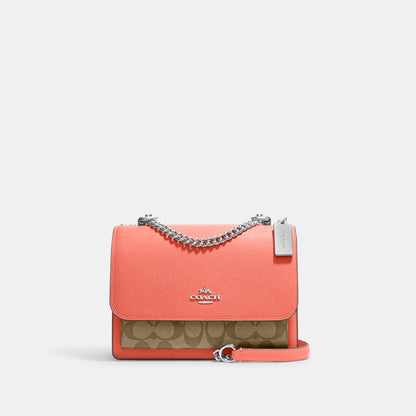 91019-Klare Crossbody In Signature Canvas-Sv/Khaki/Tangerine