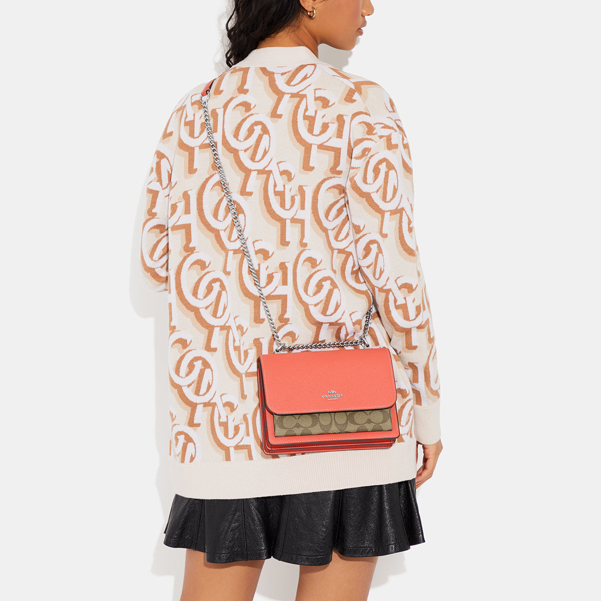 91019-Klare Crossbody In Signature Canvas-Sv/Khaki/Tangerine