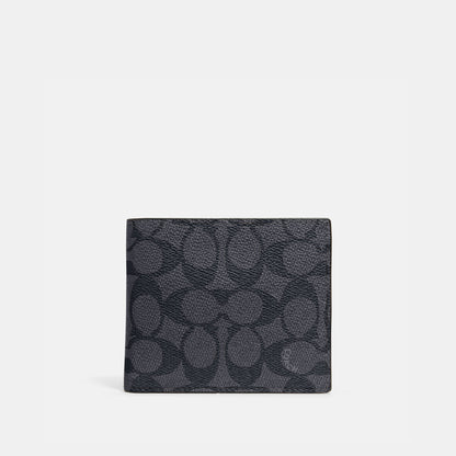 916-3-In-1 Wallet in Signature Canvas-Charcoal/Black