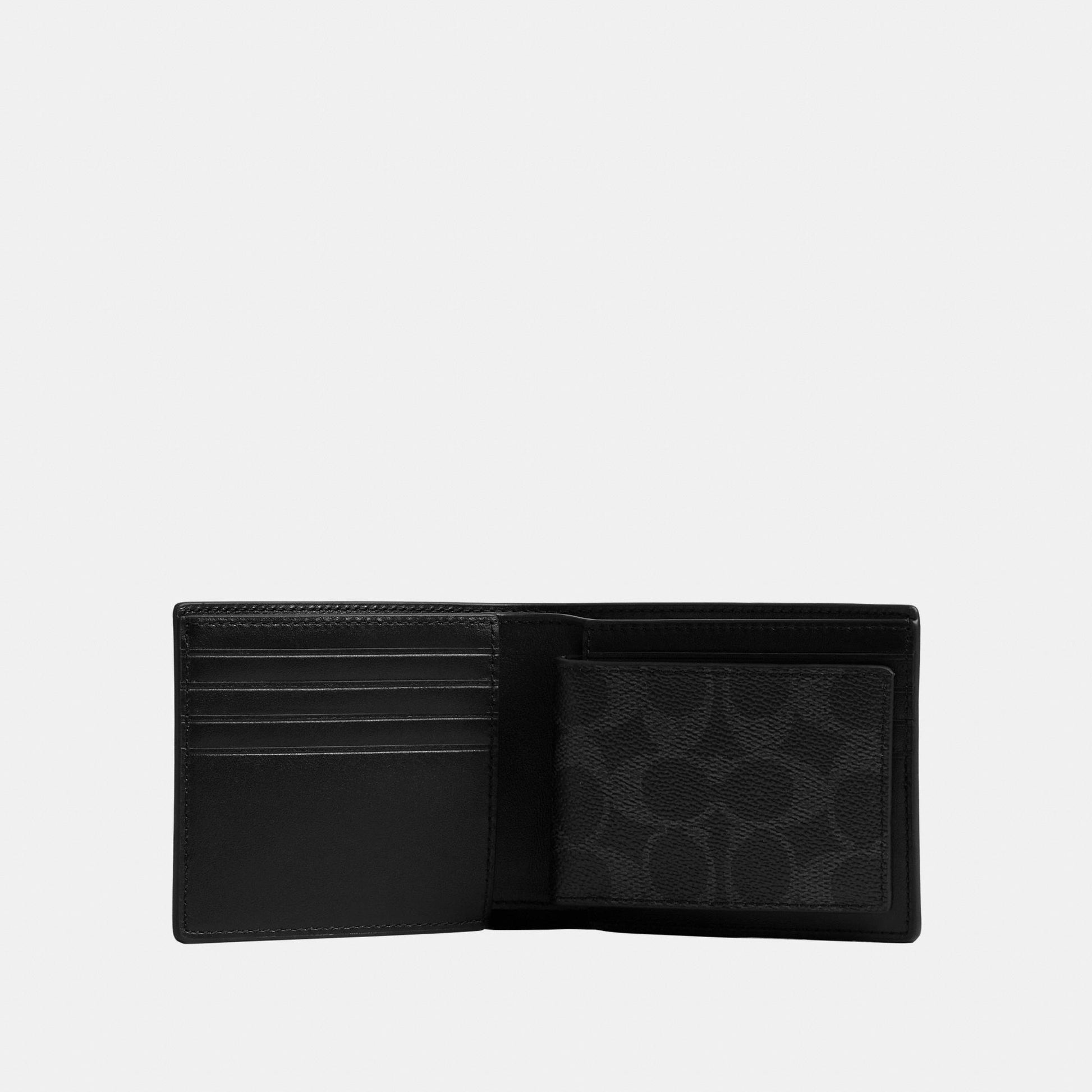 916-3-In-1 Wallet in Signature Canvas-Black Signature