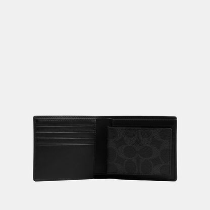 916-3-In-1 Wallet in Signature Canvas-Black Signature