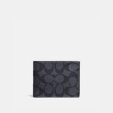 923-Slim Billfold Wallet In Signature Canvas-Charcoal/Black