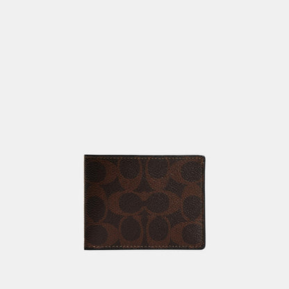 923-Slim Billfold Wallet in Signature Canvas-Maple