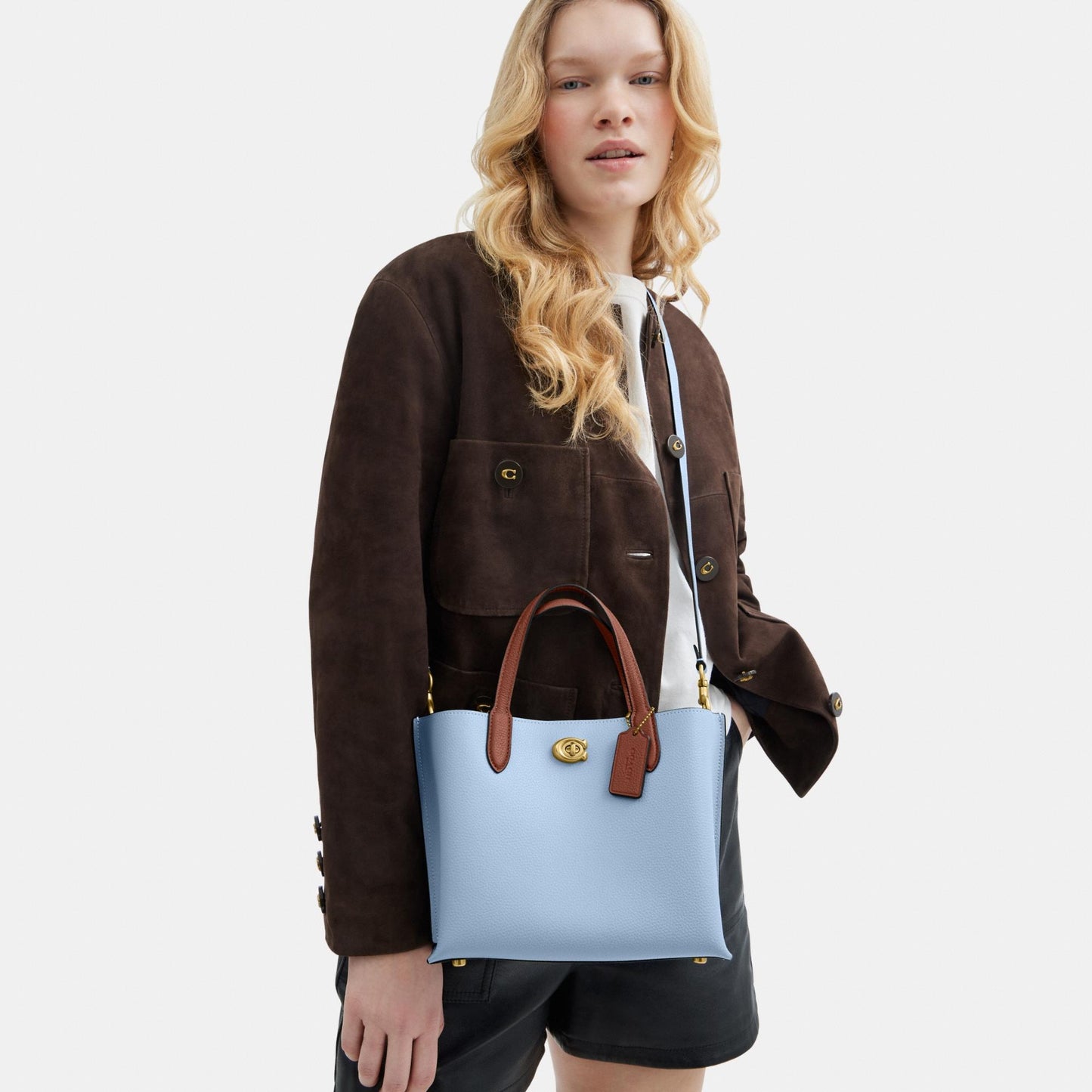 C9092-Willow Tote Bag 24 in Colorblock with Signature Canvas Interior-B4/Bluebell Multi