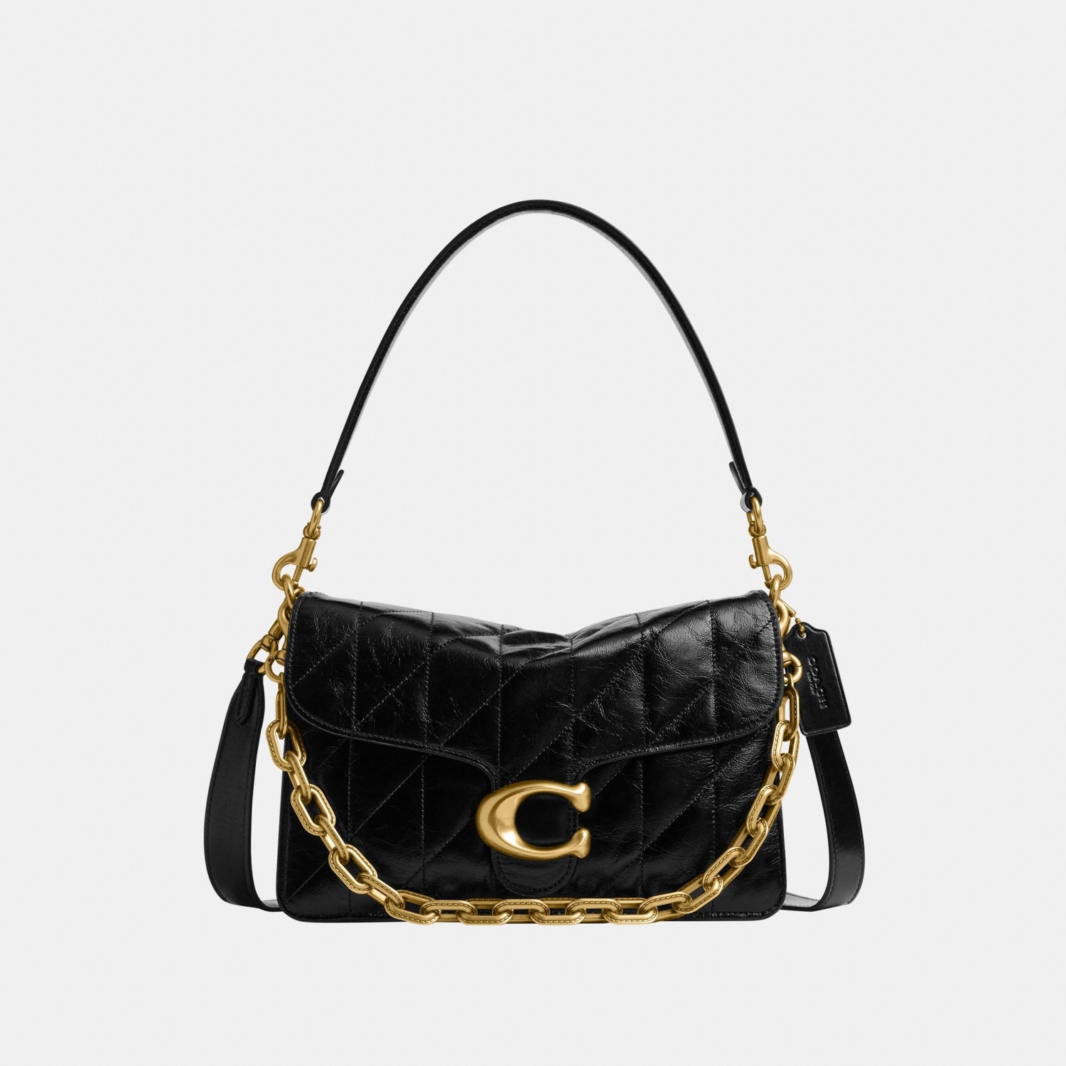 CAF55-Chain Tabby Shoulder Bag with Quilting-B4/Black