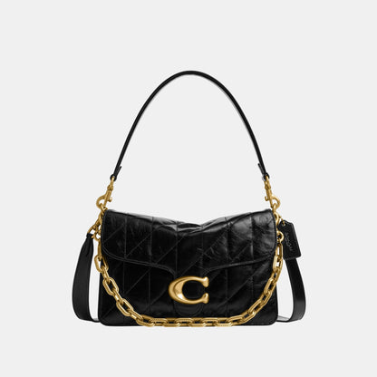 CAF55-Chain Tabby Shoulder Bag With Quilting-B4/Black