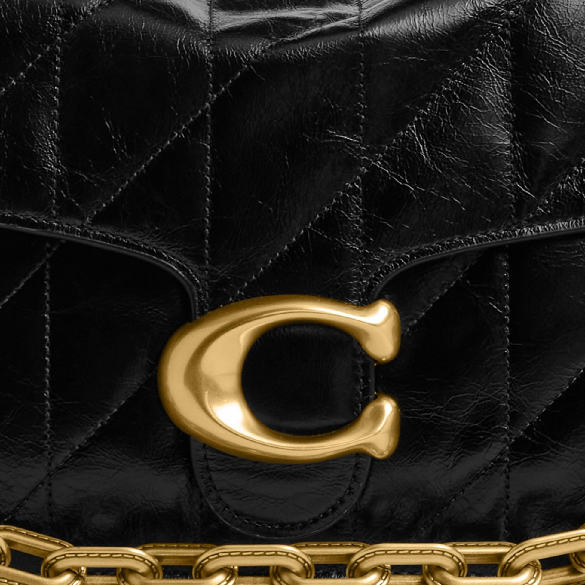 CAF55-Chain Tabby Shoulder Bag with Quilting-B4/Black