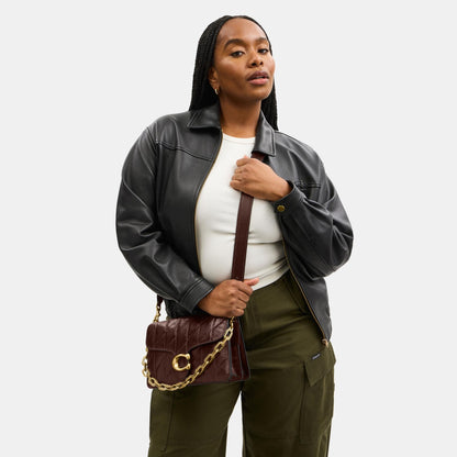 CAF55-Chain Tabby Shoulder Bag With Quilting-B4/Maple