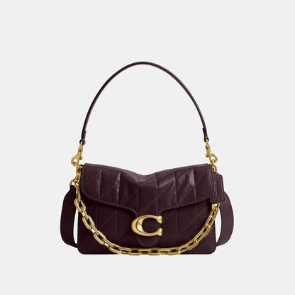 CAF55-Chain Tabby Shoulder Bag With Quilting-B4/Black Currant