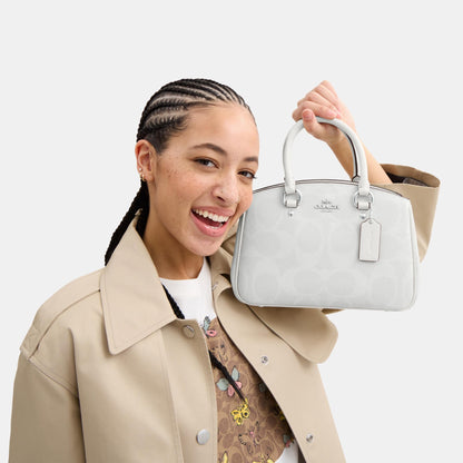 CAL53-Savannah Small Carryall Bag in Signature Canvas-Sv/White/Chalk
