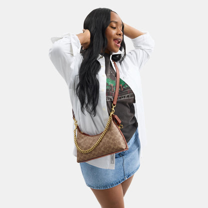 CAM26-Juliet Shoulder Bag 25 In Signature Canvas-B4/Tan Caramel