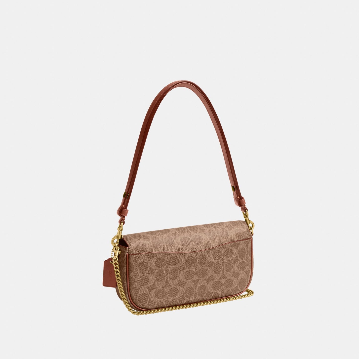 CAN91-Brook Flap Chain Bag in Signature Canvas-B4/Tan Caramel