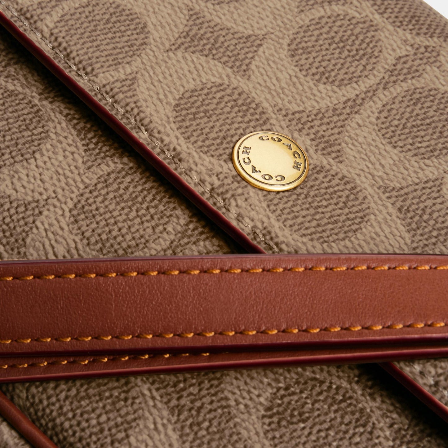 CAN91-Brook Flap Chain Bag in Signature Canvas-B4/Tan Caramel