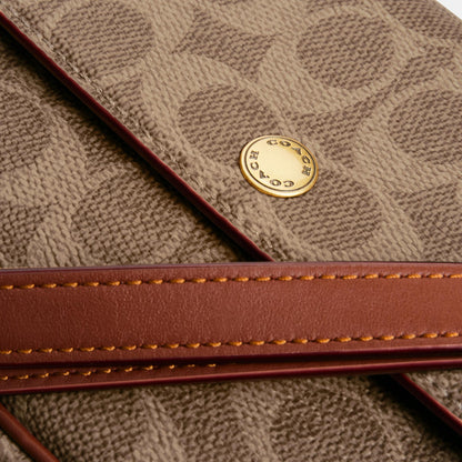 CAN91-Brook Flap Chain Bag in Signature Canvas-B4/Tan Caramel