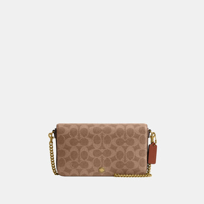 CAO03-Mila Crossbody Bag in Signature Canvas-B4/Tan Caramel