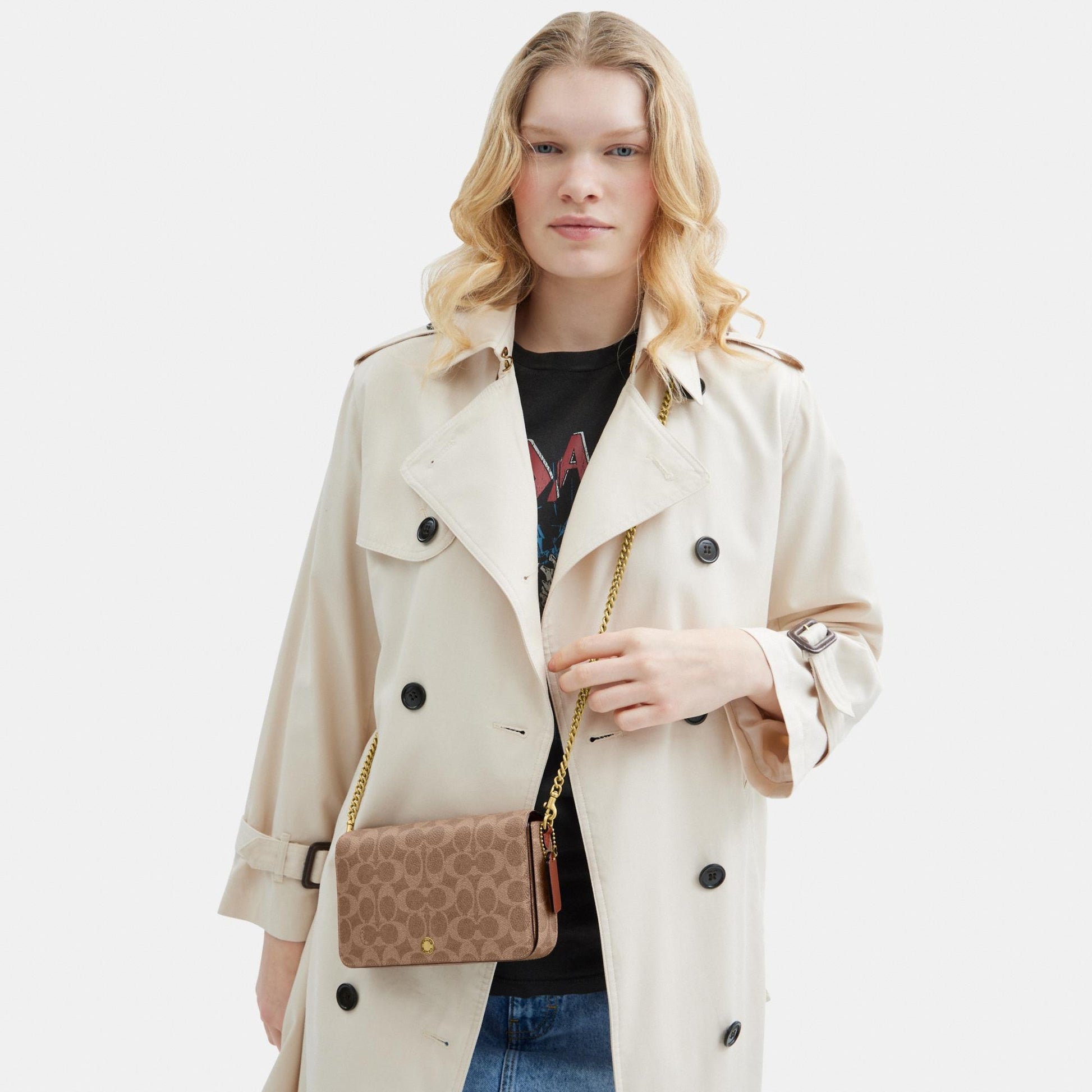 CAO03-Mila Crossbody Bag in Signature Canvas-B4/Tan Caramel