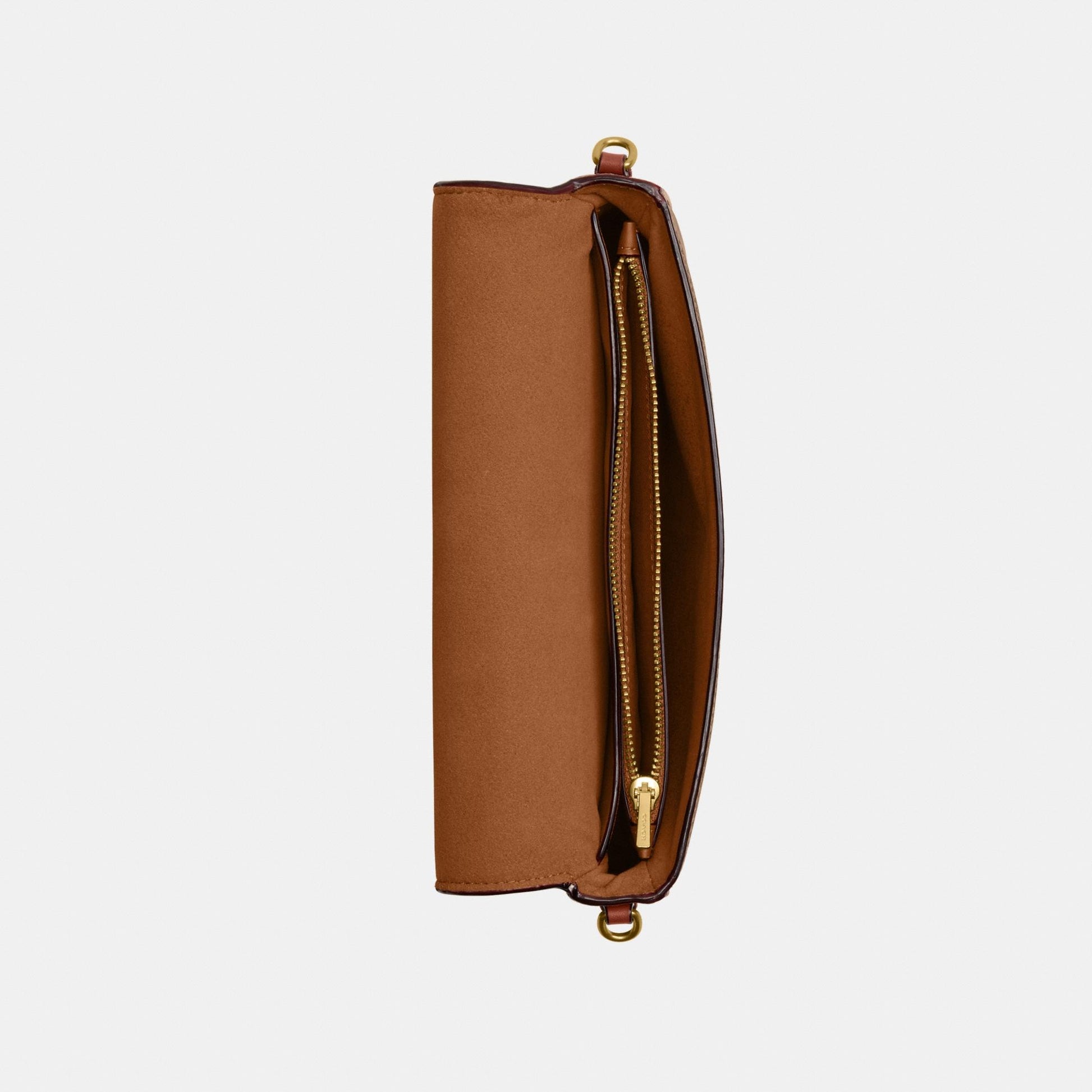 CAO03-Mila Crossbody Bag in Signature Canvas-B4/Tan Caramel
