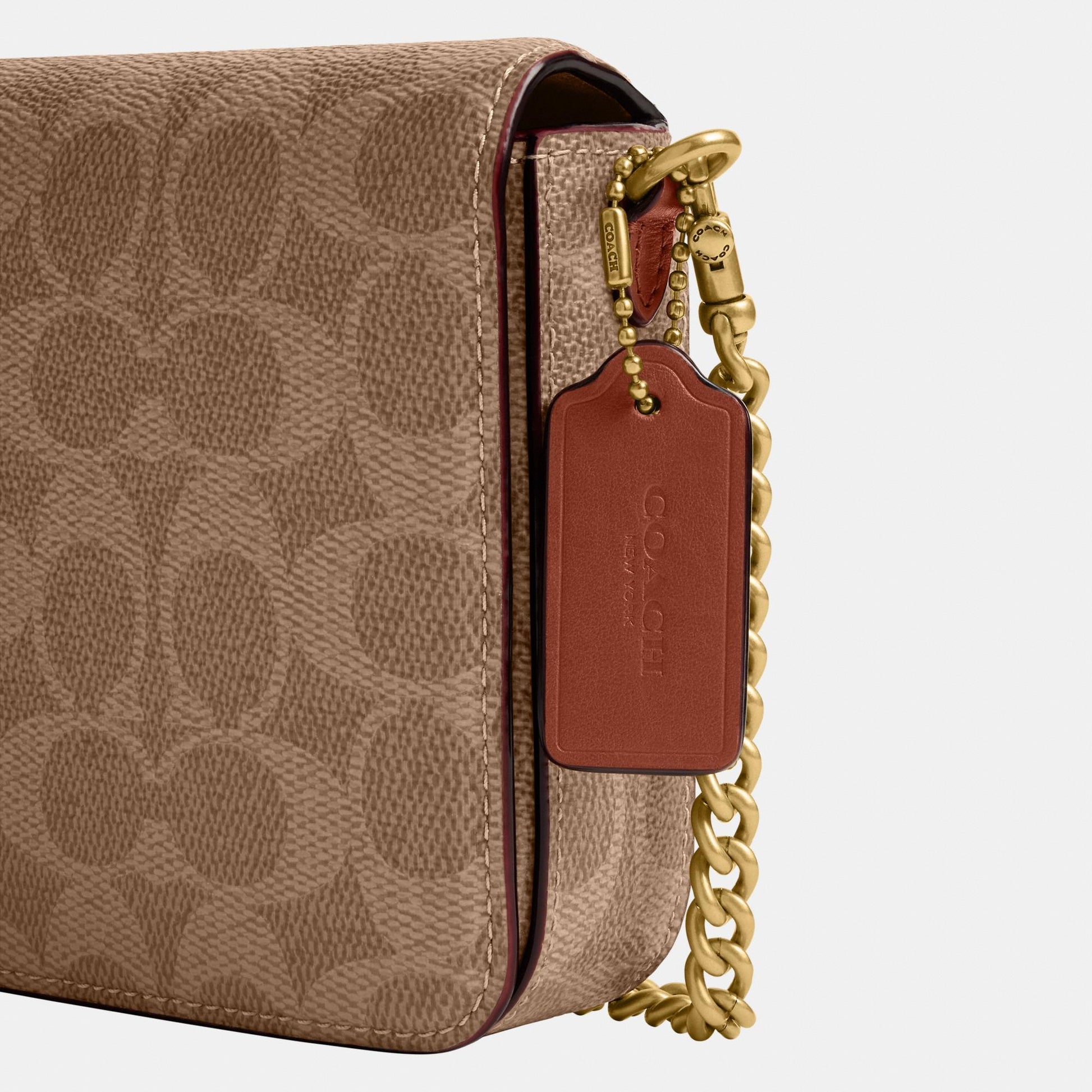 CAO03-Mila Crossbody Bag in Signature Canvas-B4/Tan Caramel