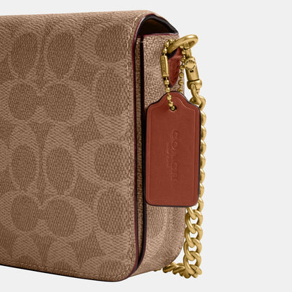 CAO03-Mila Crossbody Bag in Signature Canvas-B4/Tan Caramel