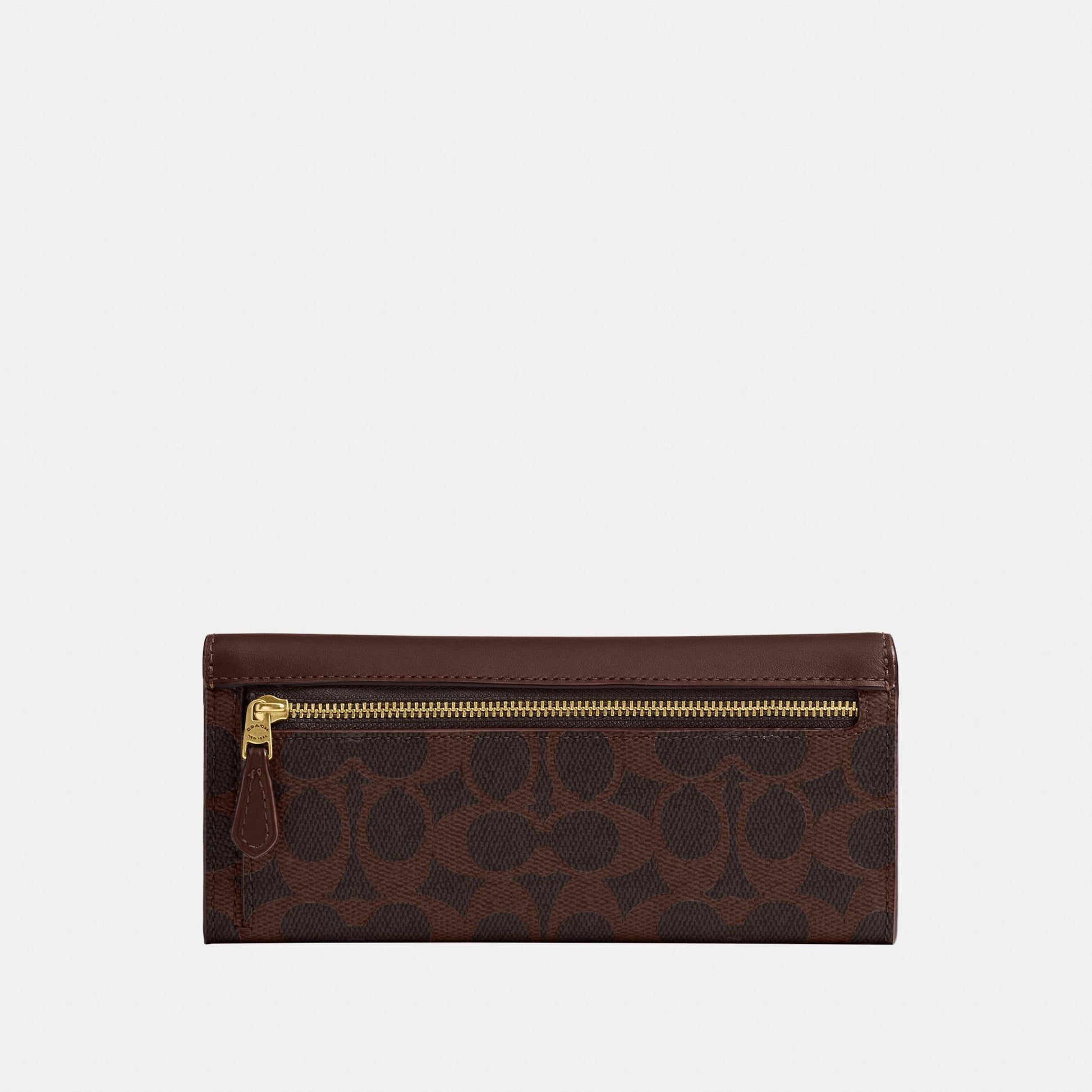 CAT55-Mila Long Flap Wallet In Signature Canvas-B4/Maple