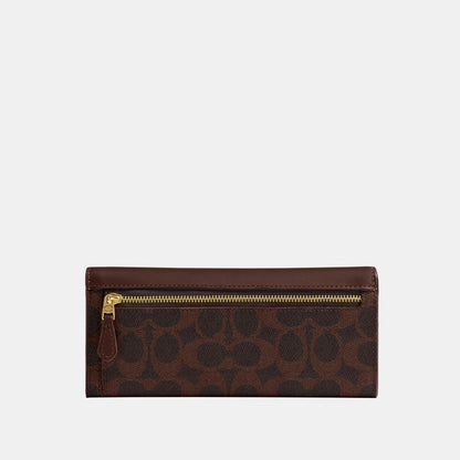 CAT55-Mila Long Flap Wallet In Signature Canvas-B4/Maple