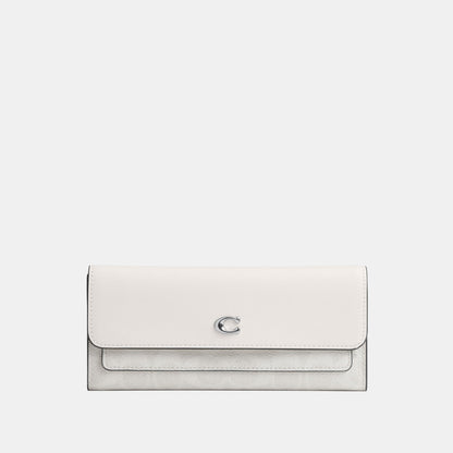 CAT55-Mila Long Flap Wallet In Signature Canvas-Lh/White Chalk
