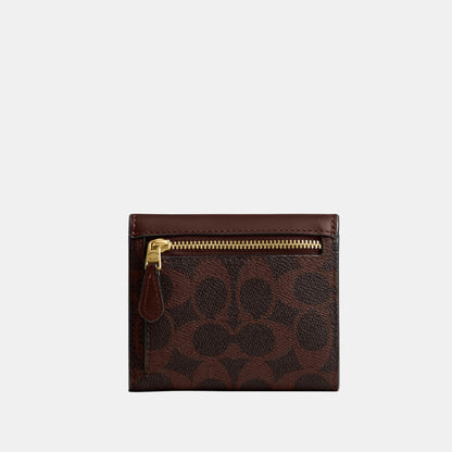 CAT56-Mila Small Flap Wallet In Signature Canvas-B4/Maple