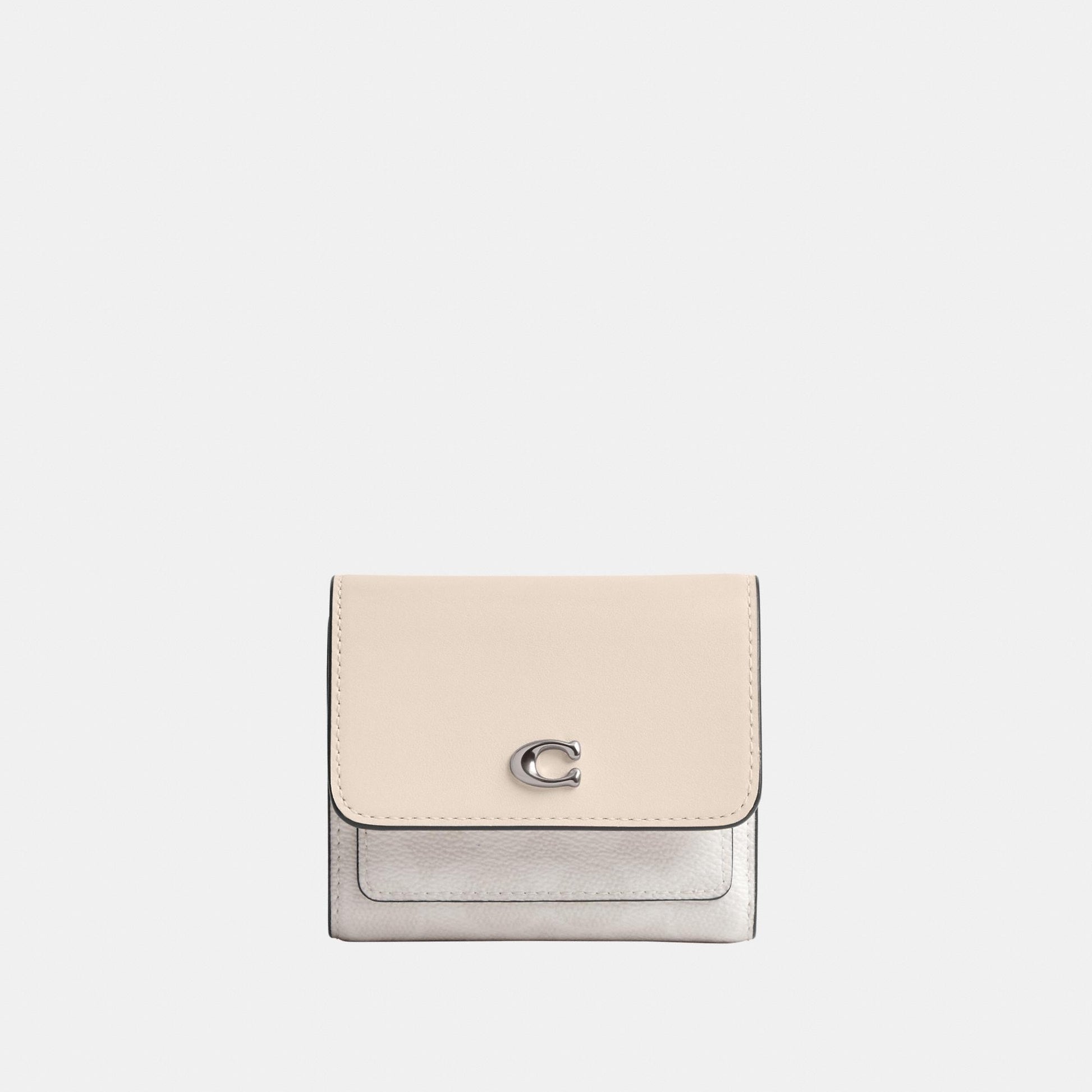 CAT56-Mila Small Flap Wallet In Signature Canvas-Lh/White Chalk