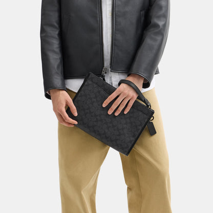 CBG27-Charter Pouch In Signature Canvas-Charcoal