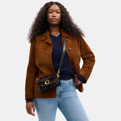 حقيبة كتف "تابي 20" من شعر العجل بنقشة فهد