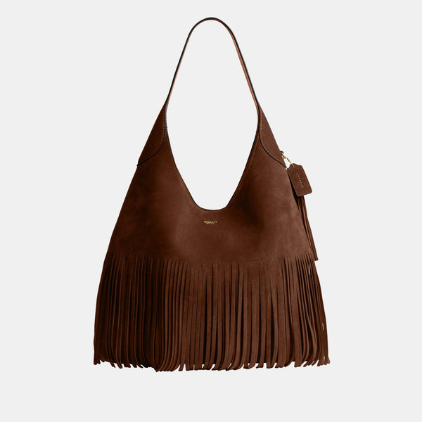 حقيبة كتف "بروكلين 39" من الشامواه مزينة بشرّابات 