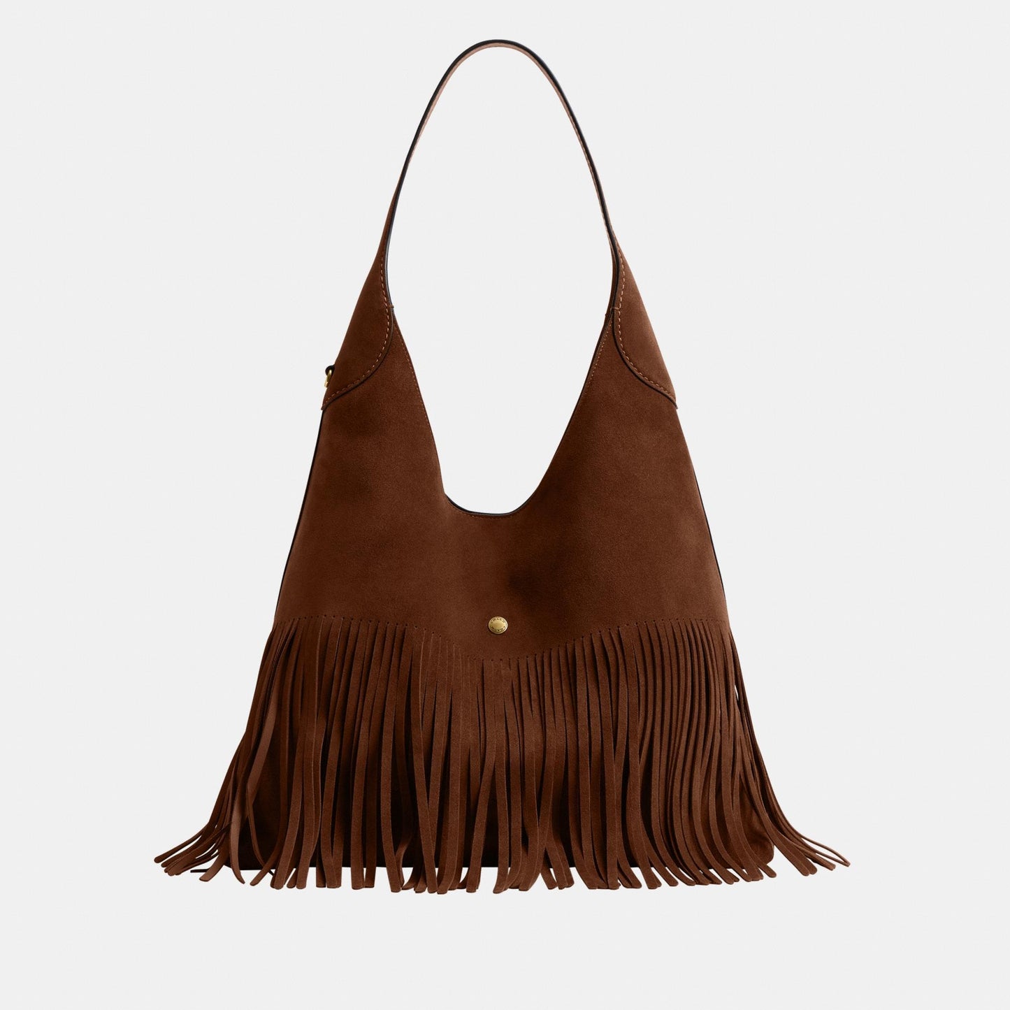 حقيبة كتف "بروكلين 39" من الشامواه مزينة بشرّابات 