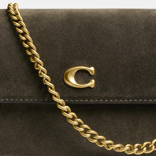 حقيبة "بروك" بطية إغلاق من الشامواه بسلسلة