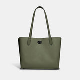 C0692-Willow Tote In Colorblock With Signature Canvas Interior-V5/Army Green Multi