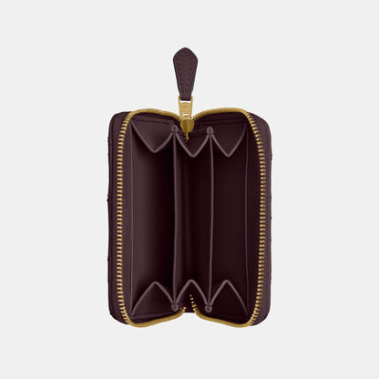 CM505-Small Zip Around Card Case With Pillow Quilting-B4/Black Currant