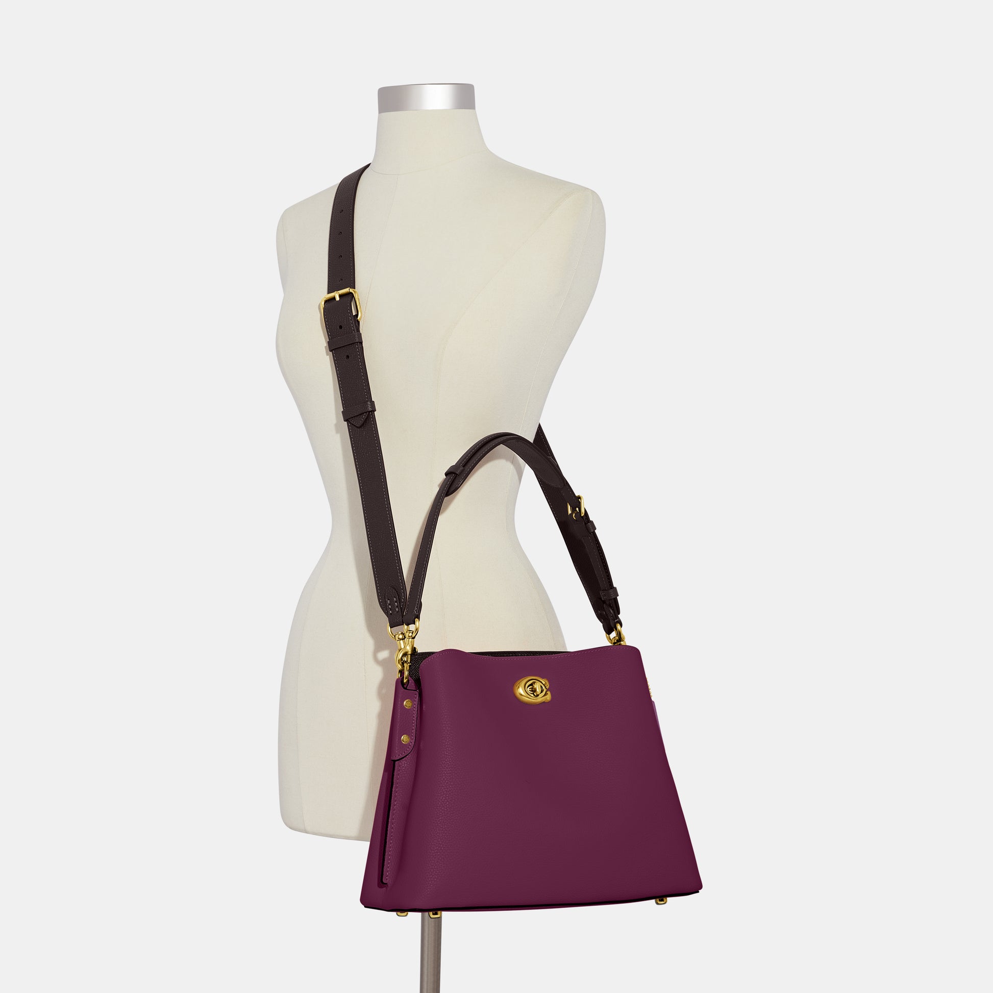 C2590-Willow Shoulder Bag In Colorblock-B4/Deep Berry Multi