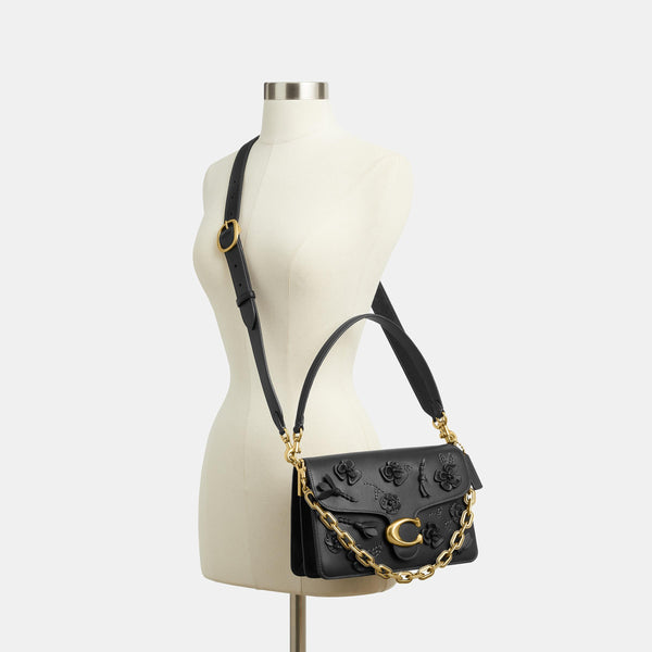 Chain Tabby Shoulder Bag with Floral Embellishment