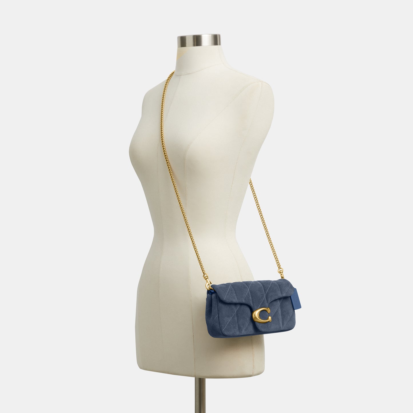 CCD85-Tabby Chain Crossbody Bag 19 with Quilting-B4/Light Denim