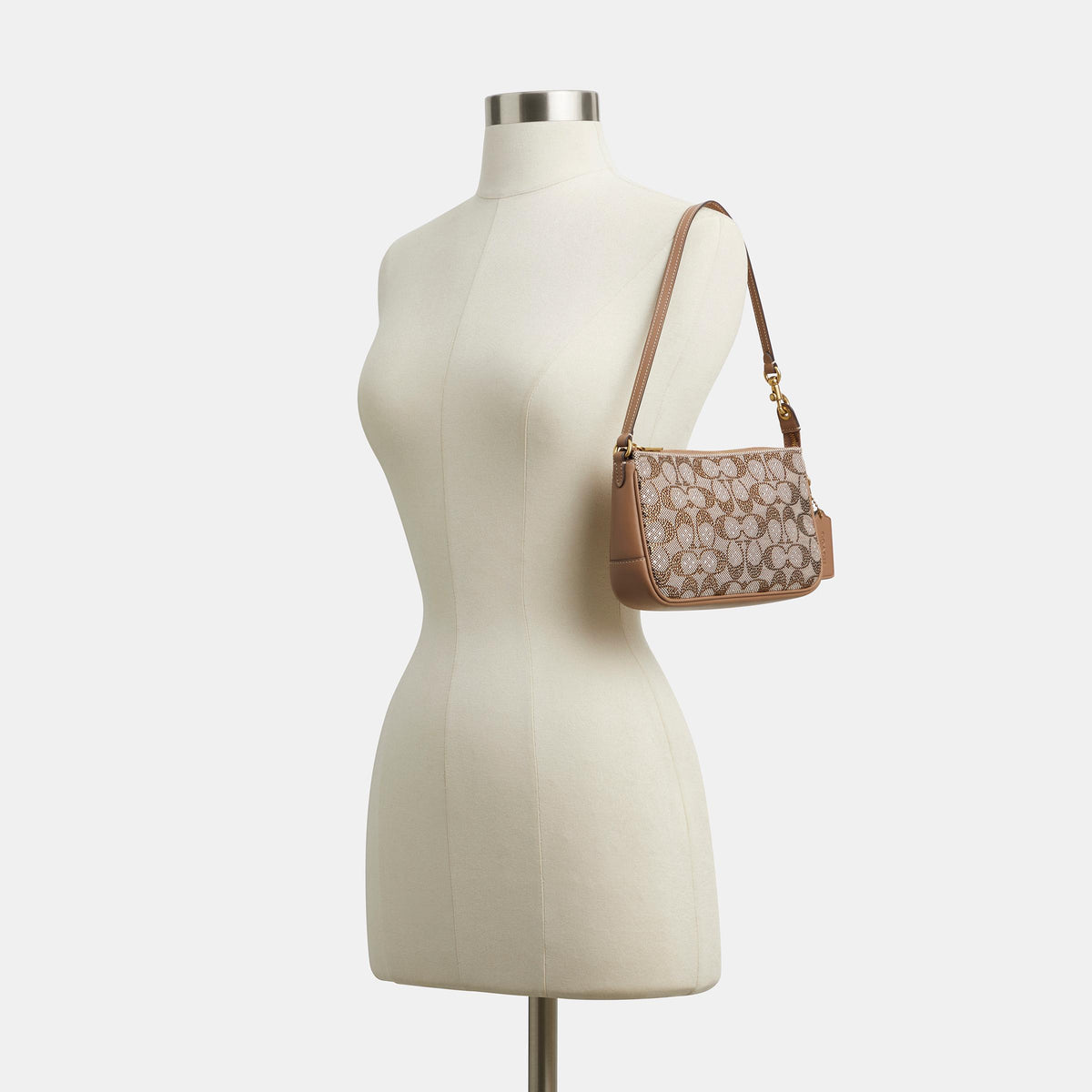 CFG63-Plaza Bag in Crystal Signature Jacquard-B4/Mushroom
