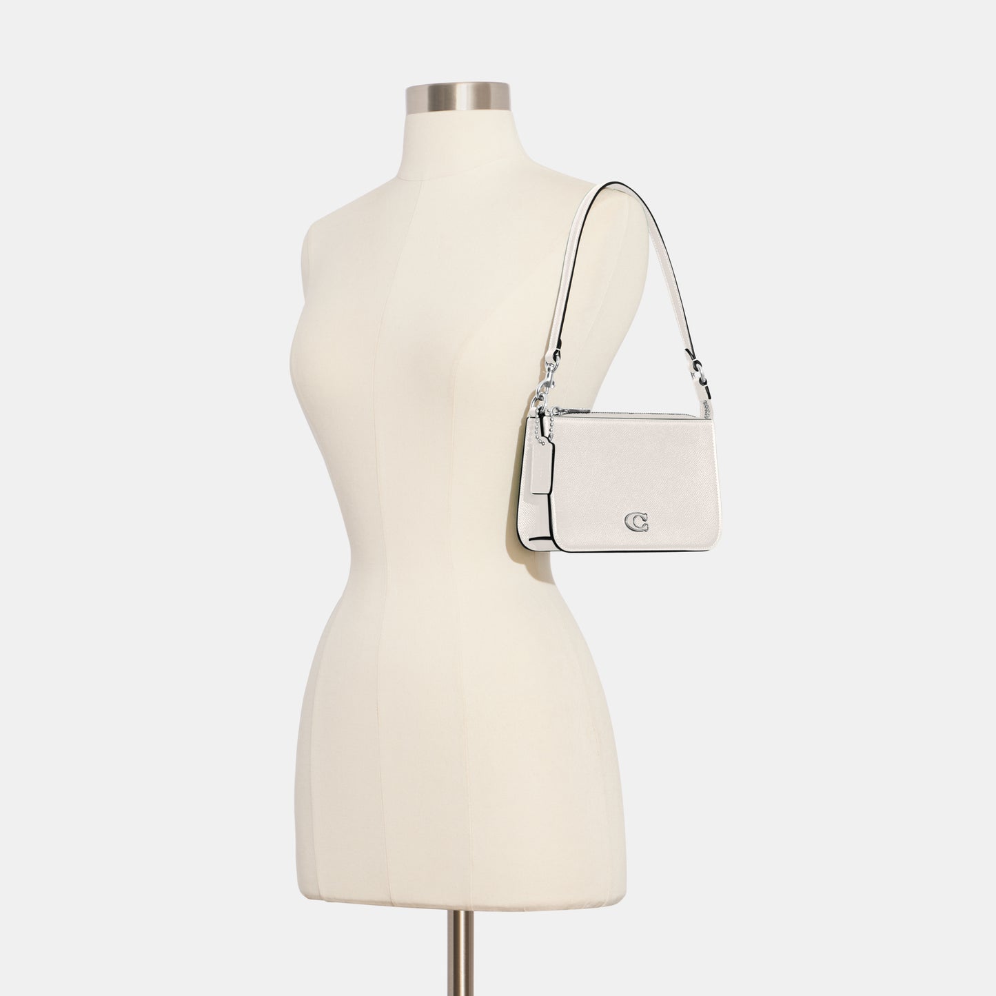 CJ797-Pouch Bag With Signature Canvas Interior-Chalk