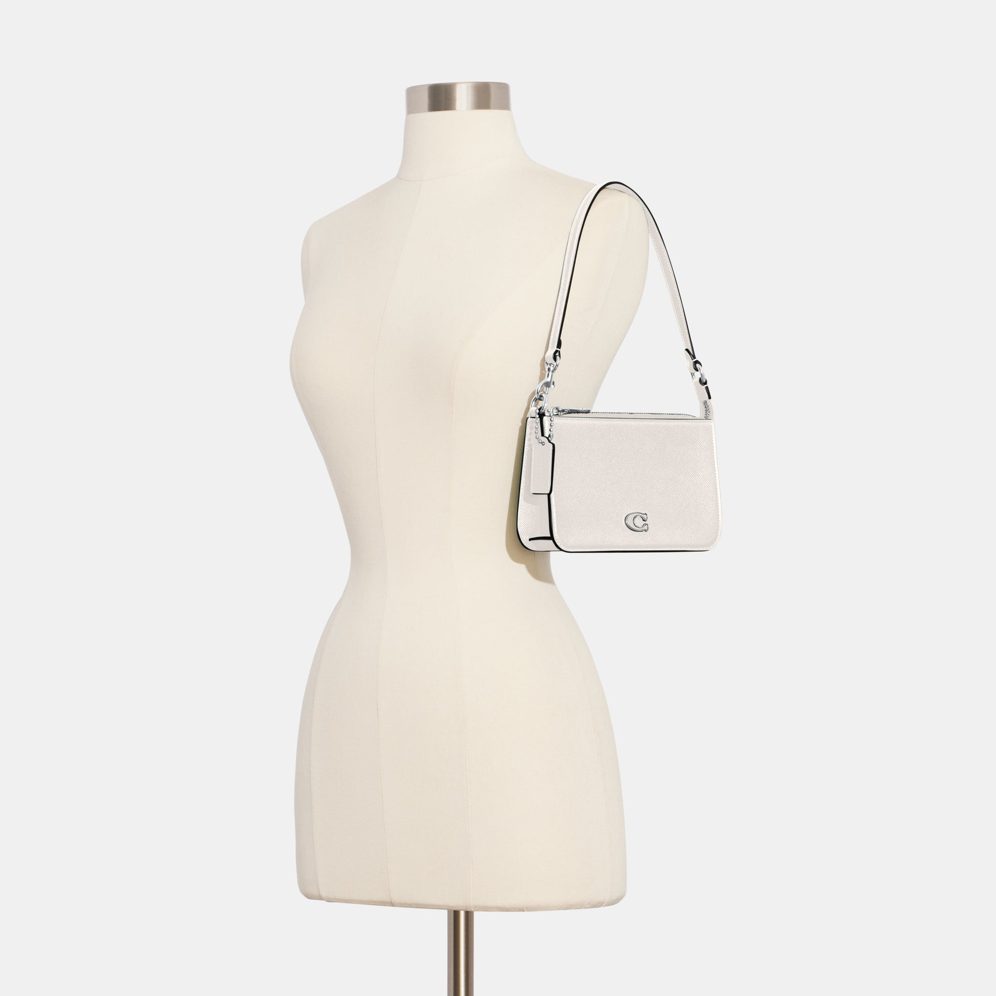 CJ797-Pouch Bag With Signature Canvas Interior-Chalk