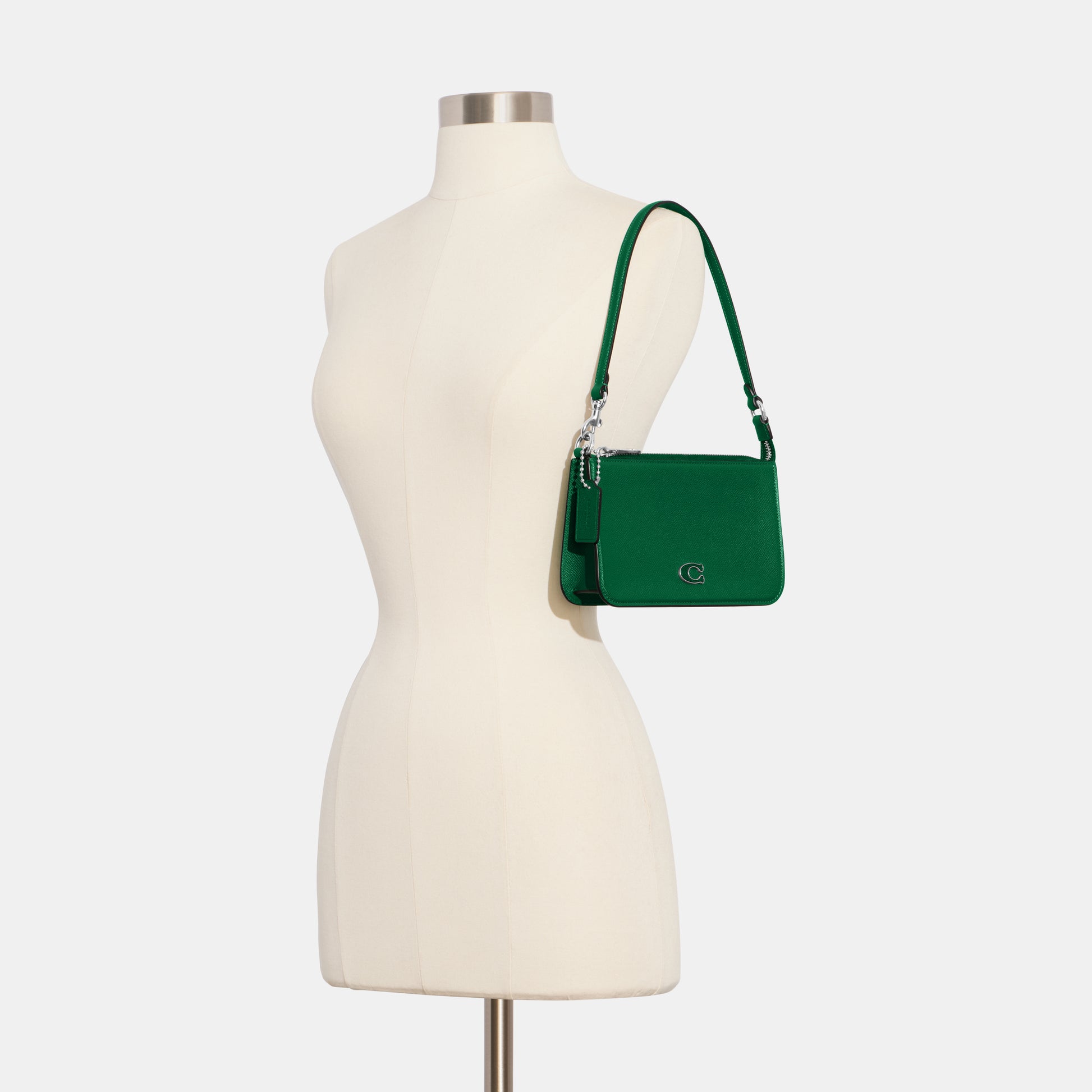 CJ797-Pouch Bag With Signature Canvas Interior-Green