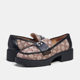 cl371-Leah Loafer In Signature Jacquard-Cocoa/Black