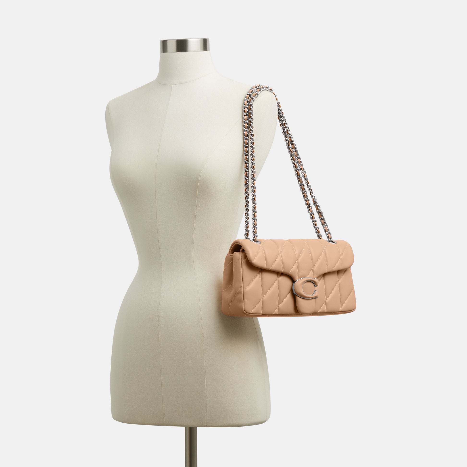CP147-Tabby Shoulder Bag 26 With Quilting-LH/Buff