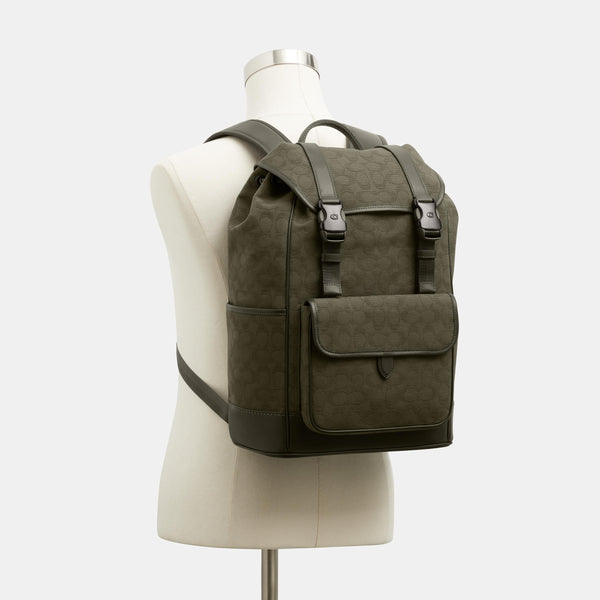 League Flap Backpack In Signature Canvas Jacquard