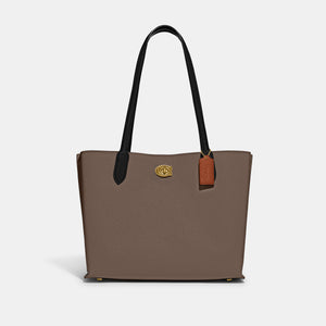 C0692-Willow Tote In Colorblock With Signature Canvas Interior-B4/Dark Stone