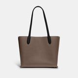 C0692-Willow Tote In Colorblock With Signature Canvas Interior-B4/Dark Stone