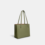 C0692-Willow Tote In Colorblock With Signature Canvas Interior-B4/Moss