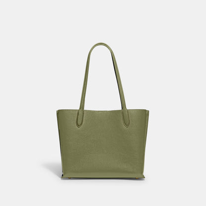C0692-Willow Tote In Colorblock With Signature Canvas Interior-B4/Moss